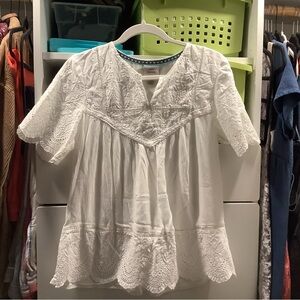 Knox Rose White Boho Lace Sleeve Blouse